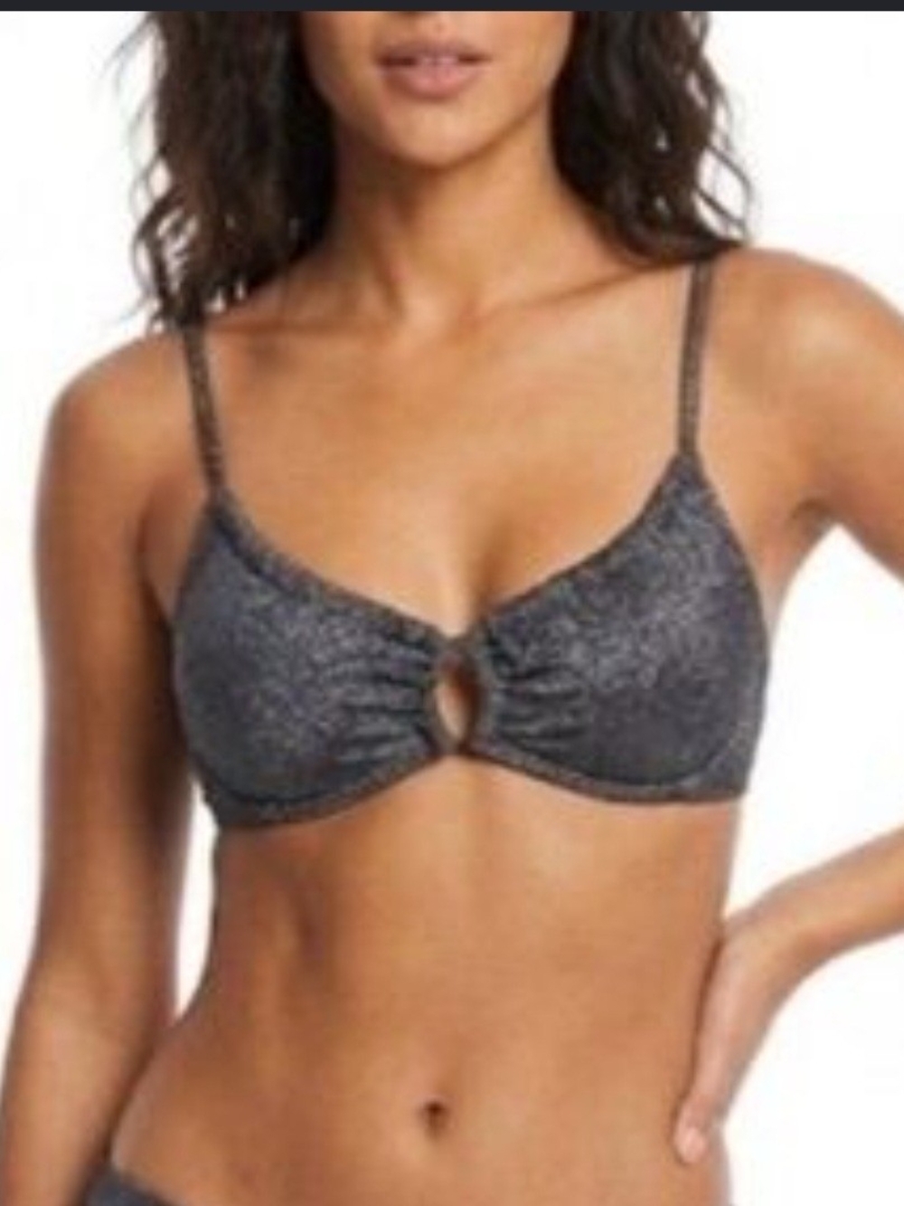 Salt + Cove Gray Shimmer Keyhole Bikini - Charcoal Sparkle Size Small NWT